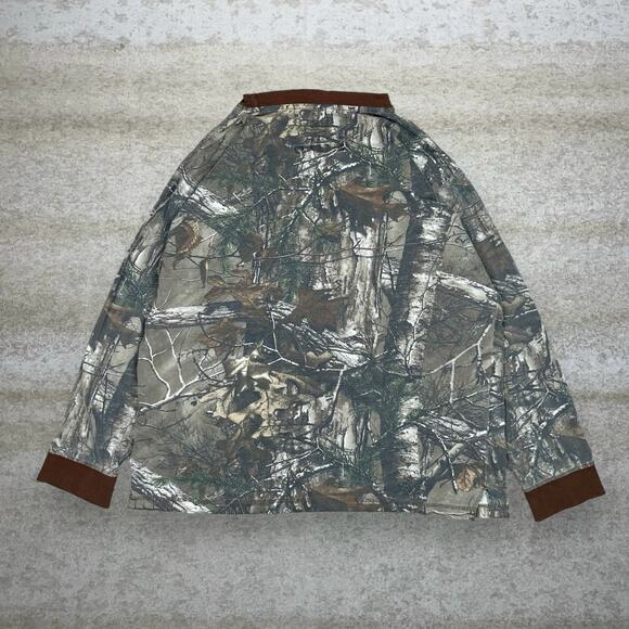 Vintage 90s Realtree Hunting Camo Shirt Mens 2XL Woodland Long Sleeve Pocket - Picture 2 of 3
